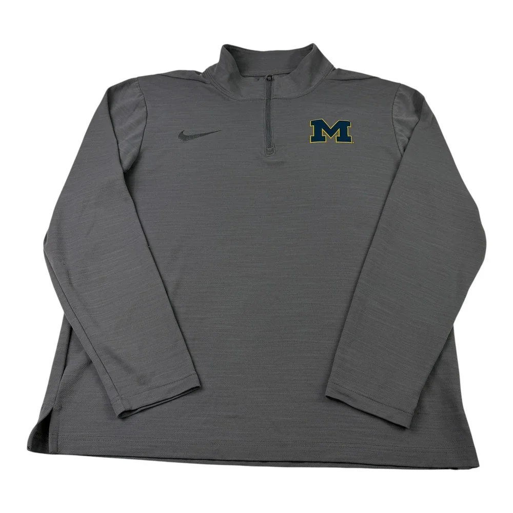 Nike Michigan Wolverines Dri-FIT Mens‎ Large Gray Quarter Zip Pullover Shirt